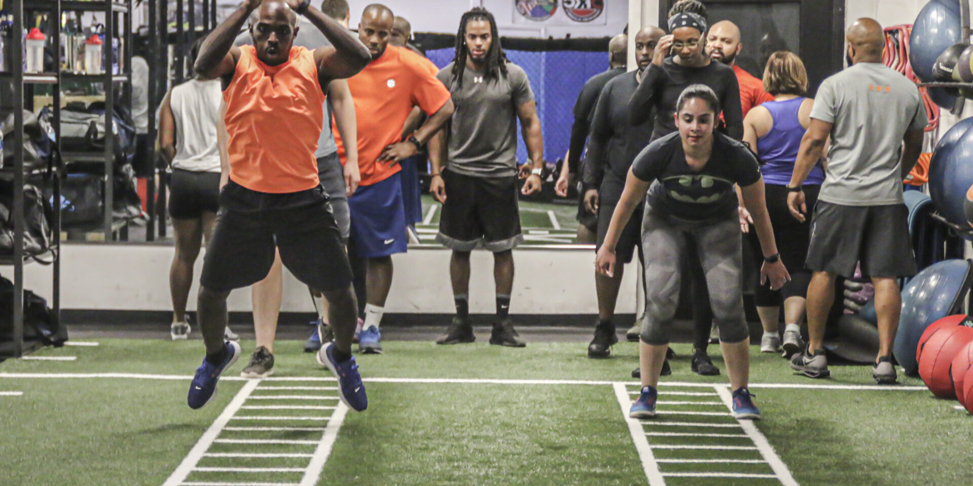 An interval training group class at X3 Sports Marietta